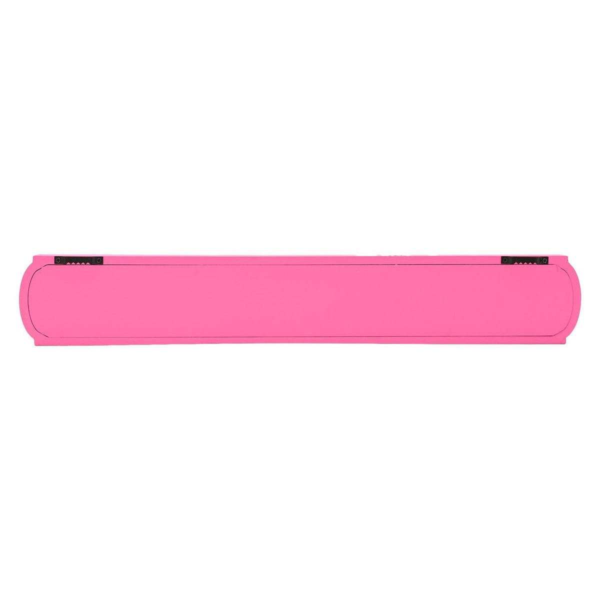 Pink wooden hanging wall plaque with rounded ends, recessed centre panel, and two hanging brackets visible on the reverse, shown on a plain white background.