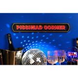 Pisshead Corner Wall Sign Wooden Plaque with Gold Border - Black