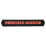 Pisshead Corner Wall Sign Wooden Plaque with Gold Border - Black