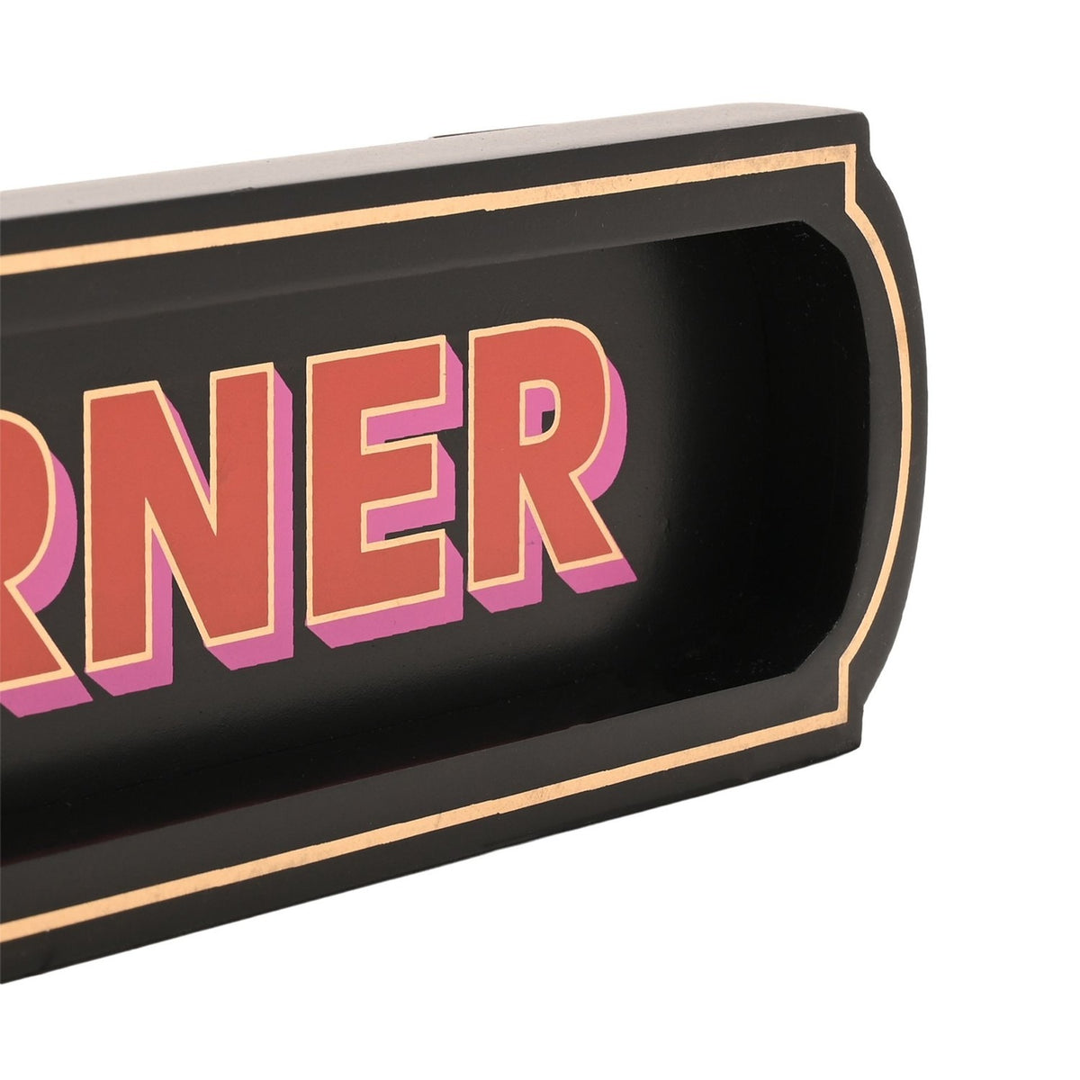 Pisshead Corner Wall Sign Wooden Plaque with Gold Border - Black
