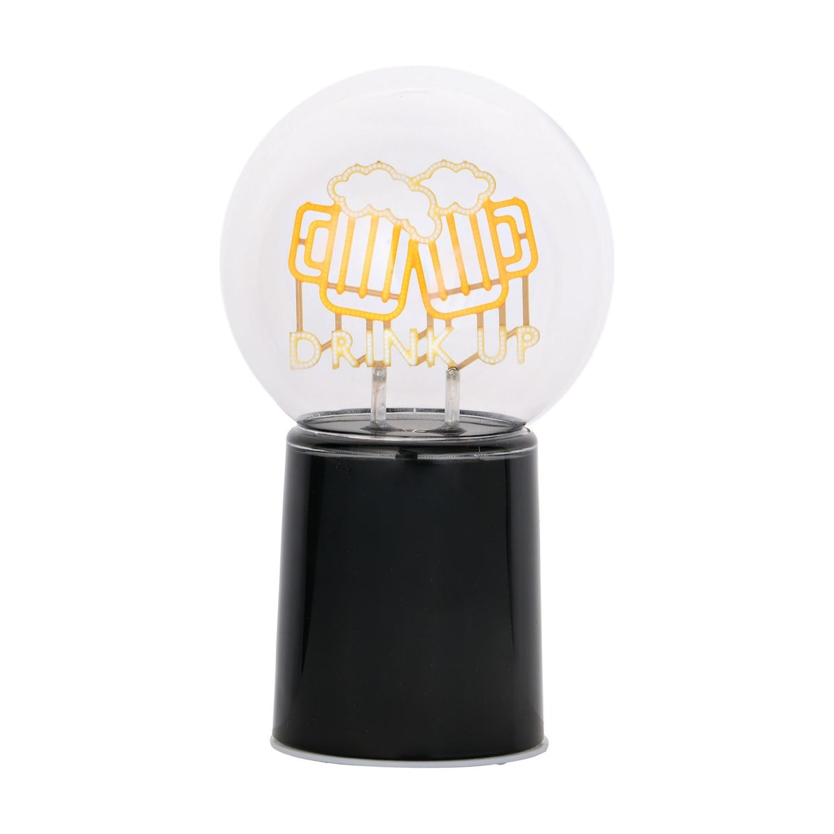 Drink Up LED Neon Ceramic Table Lamp 22cm - Black & Clear