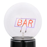 Bar Sign Clear Globe LED Neon Ceramic Table Lamp - Black