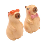 Capybara Earthenware Salt & Pepper Pot Set - Brown & Orange