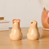 Capybara Earthenware Salt & Pepper Pot Set - Brown & Orange
