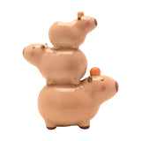 Three Capybara Stack Glossy Ceramic Flower Vase - Brown