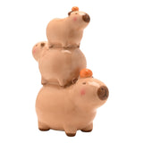 Three Capybara Stack Glossy Ceramic Flower Vase - Brown