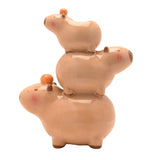 Three Capybara Stack Glossy Ceramic Flower Vase - Brown