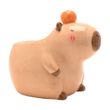 Large Capybara Ceramic Planter with Mandarin - Beige & Brown