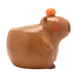 Medium Sitting Capybara Ceramic Planter - Brown & Orange