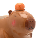 Medium Sitting Capybara Ceramic Planter - Brown & Orange