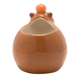 Medium Sitting Capybara Ceramic Planter - Brown & Orange