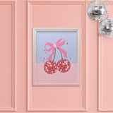 Disco Cherry and Bow Painting Ornate Framed Metal Wall Art