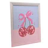 Disco Cherry and Bow Painting Ornate Framed Metal Wall Art