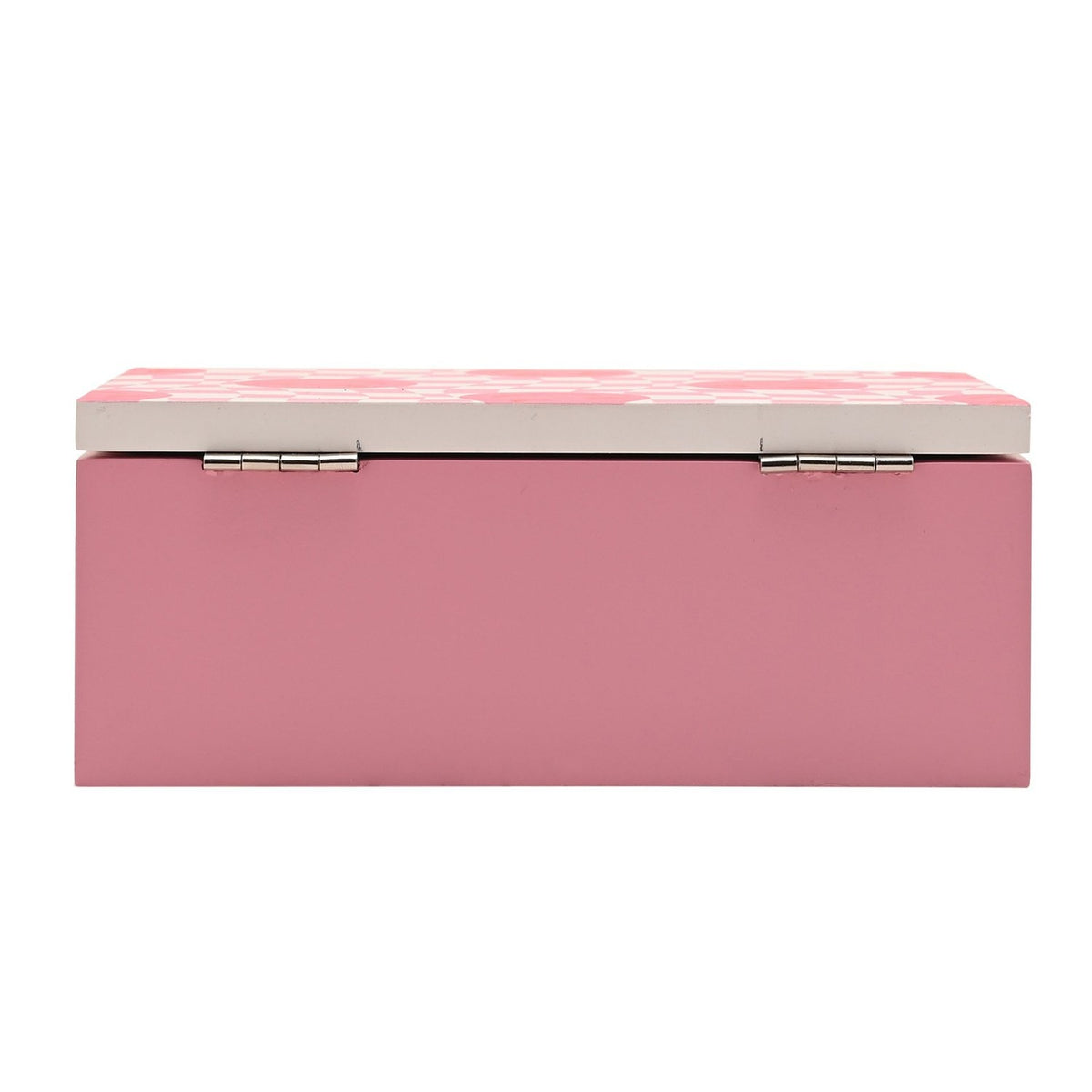 Chequerboard Smile Metal and MDF Hinged Trinket Box - Pink