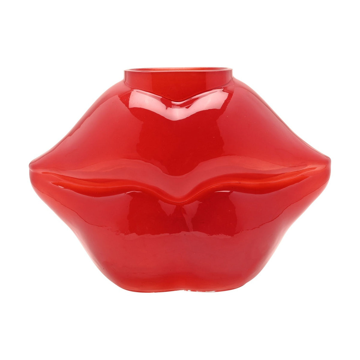 Glass Lips Vase - Red