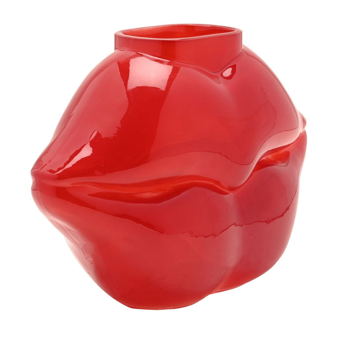 Glass Lips Vase - Red