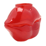 Glass Lips Vase - Red