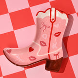 Hearts, Bows and Lips Cowgirl Boot Earthenware Plate - Pink