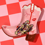 Hearts, Bows and Lips Cowgirl Boot Earthenware Plate - Pink
