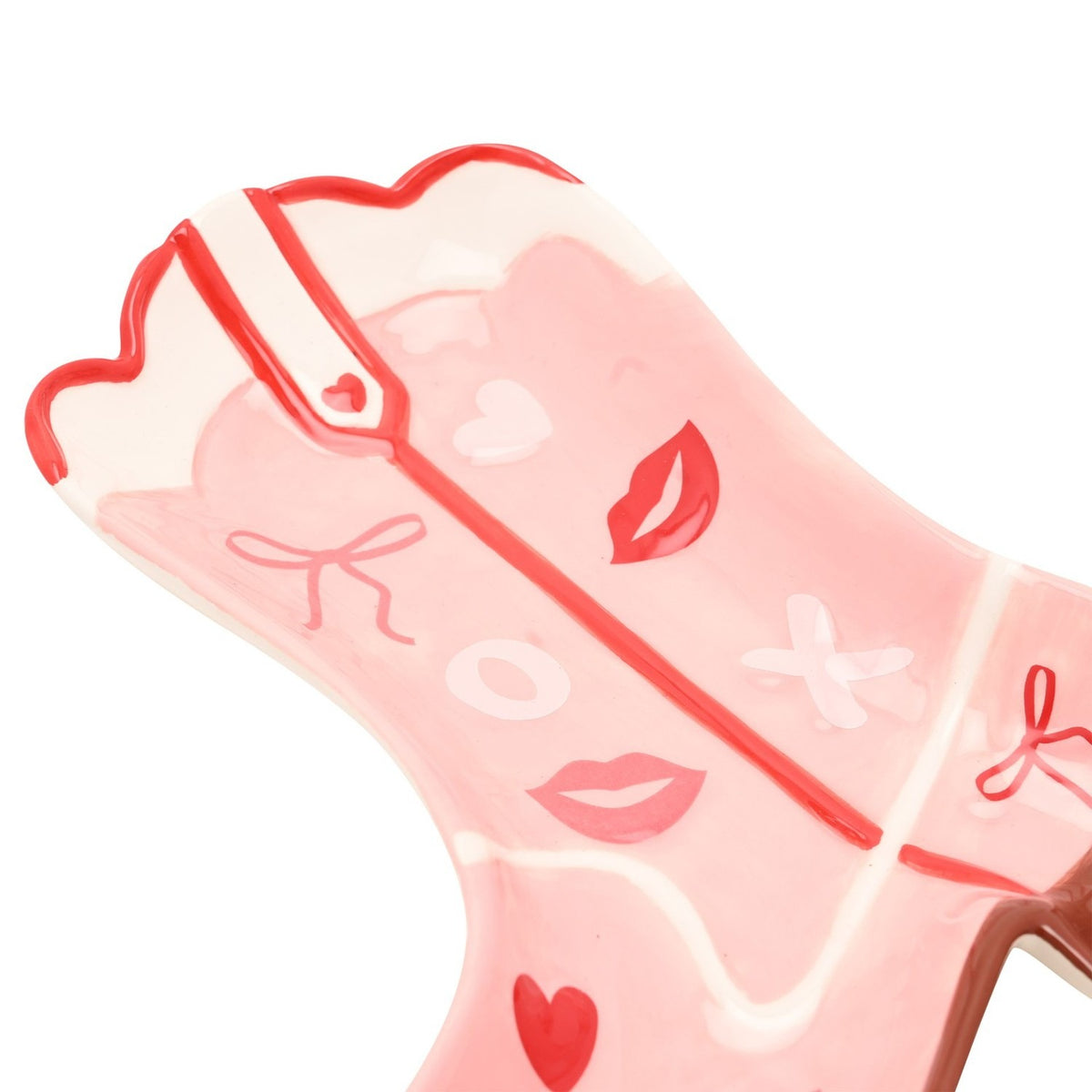 Hearts, Bows and Lips Cowgirl Boot Earthenware Plate - Pink