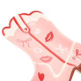 Hearts, Bows and Lips Cowgirl Boot Earthenware Plate - Pink