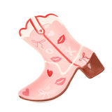 Hearts, Bows and Lips Cowgirl Boot Earthenware Plate - Pink