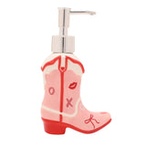 Hearts and Bows Cowboy Boot Ceramic Soap Dispenser - Pink
