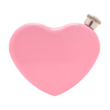 Heart Gloss Iron Hip Flask with Silver Screw Cap 5oz - Pink