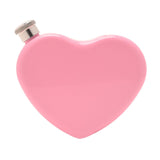 Heart Gloss Iron Hip Flask with Silver Screw Cap 5oz - Pink