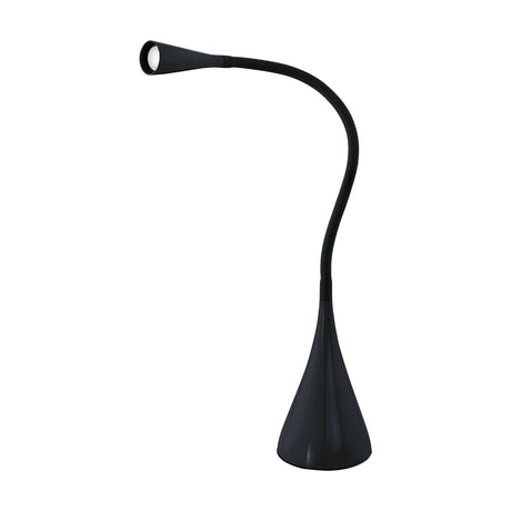 Snapora LED Touch Table Lamp in black, with a flexible gooseneck arm, tapered head and flared cone base, shown on a plain white background.
