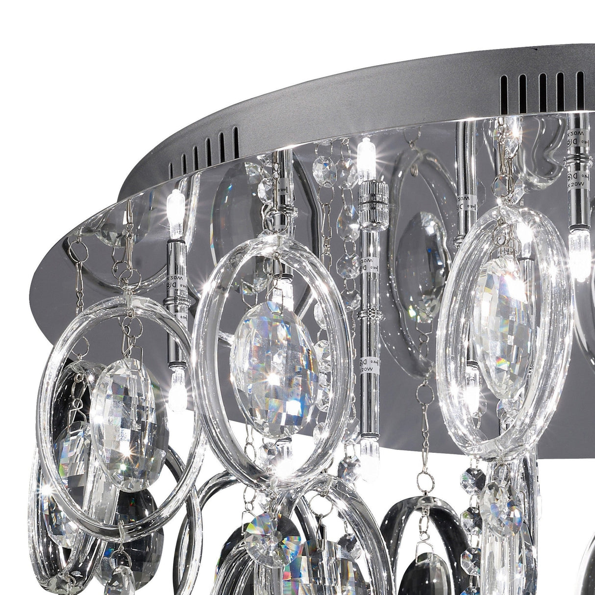 Solana 18 Light Crystal Flush Ceiling Light – Polished Chrome