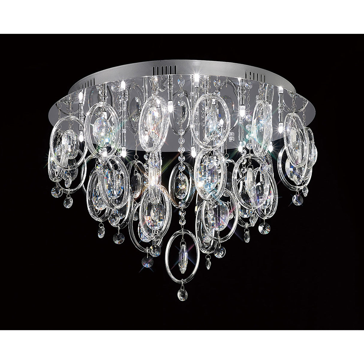 Solana 18 Light Crystal Flush Ceiling Light – Polished Chrome