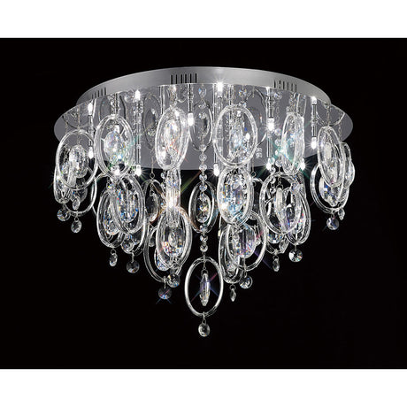 Solana 18 Light Crystal Flush Ceiling Light – Polished Chrome