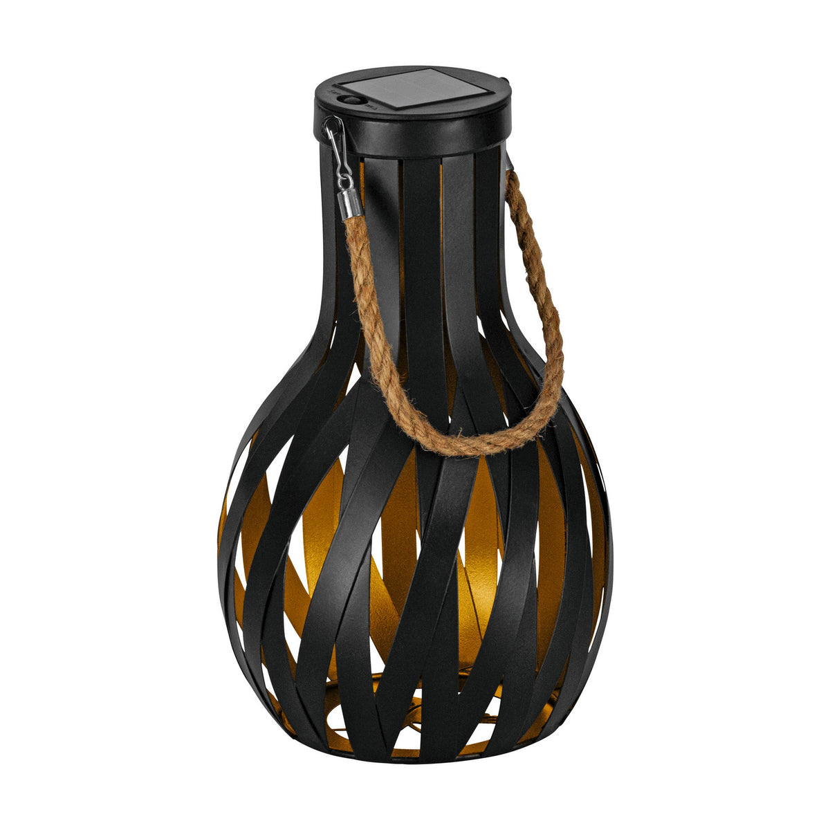 Solar LED Table Lamp 27cm - Black & Gold