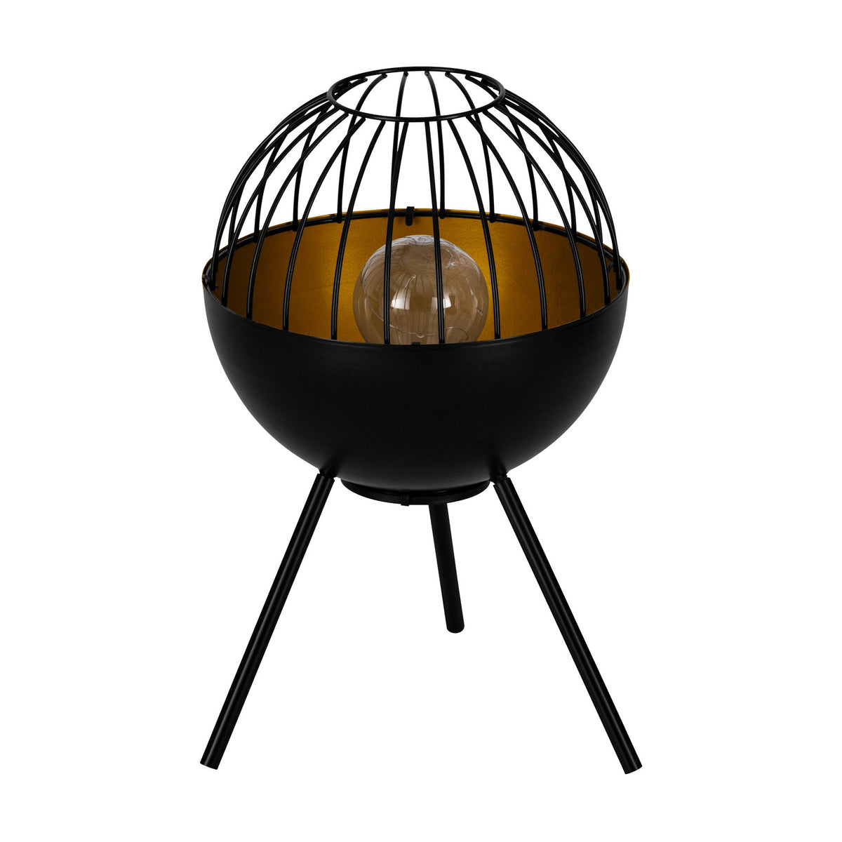 Solar Tripod LED Table Lamp - Black & Gold
