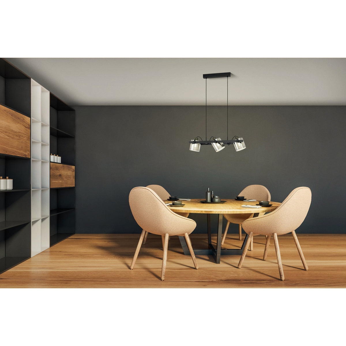Sonanne Smoked Glass Linear Pendant Light - Black