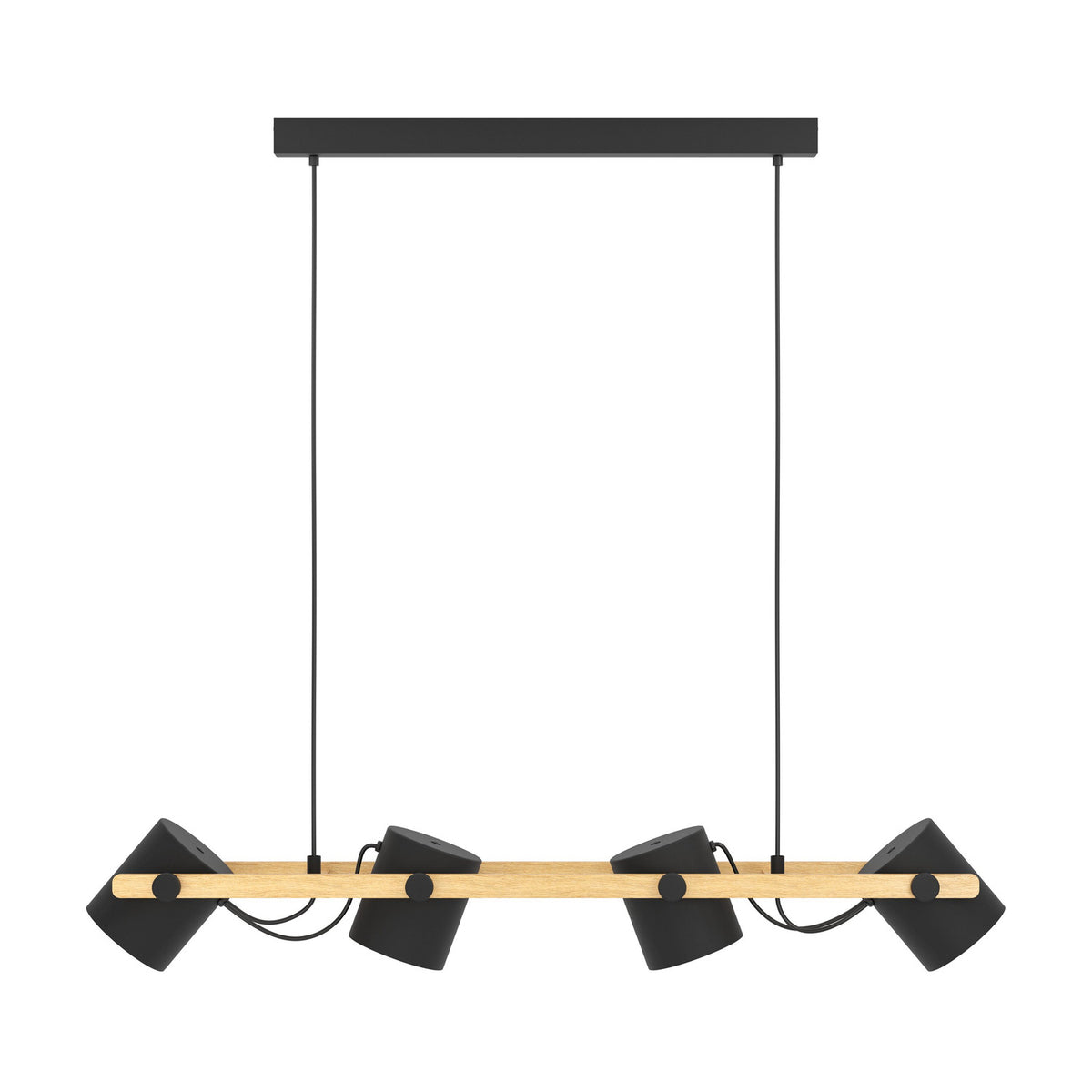 Sonanne Wooden Linear Pendant Light - Black & Cream