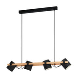 Sonanne Wooden Linear Pendant Light - Black & Cream