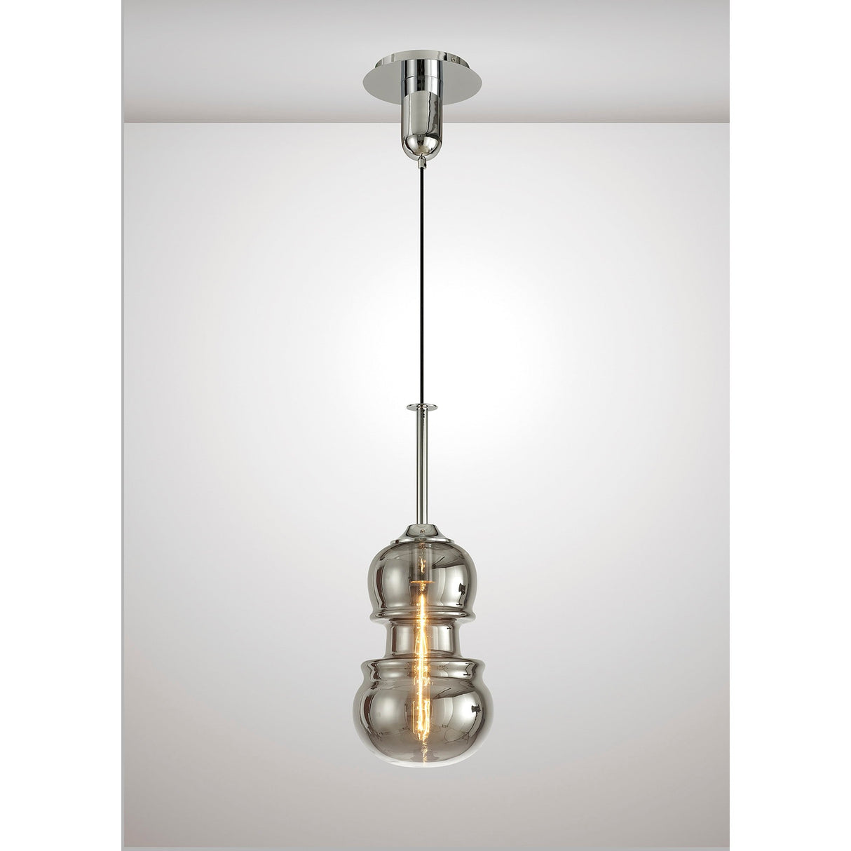 Sonata 22cm 1 Light Pendant Light - Polished Chrome & Graphite