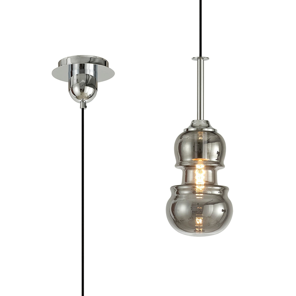 Sonata 15cm 1 Light Pendant Light - Polished Chrome & Graphite