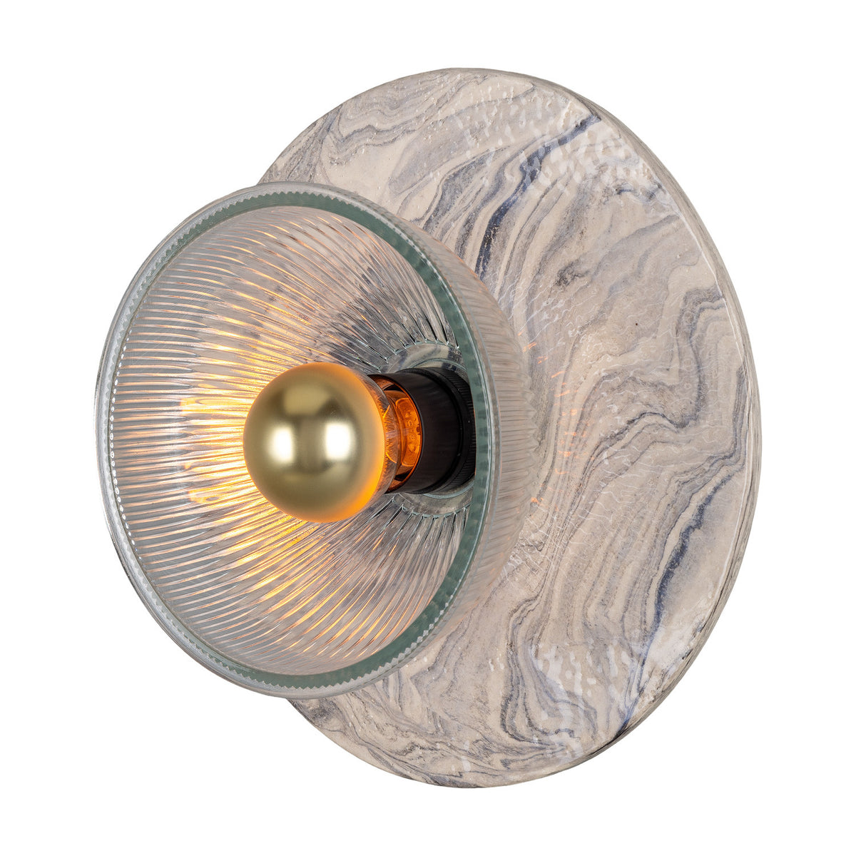 Soraya Ceramic Ribbed Glass Wall Light - Marbled