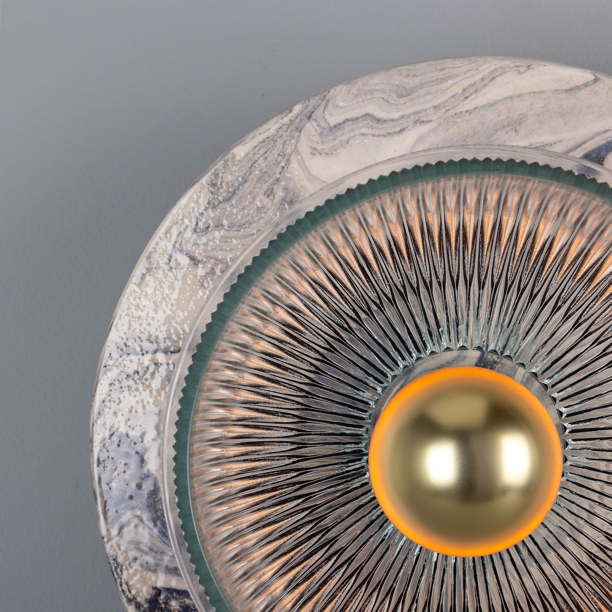 Soraya Ceramic Ribbed Glass Wall Light - Marbled