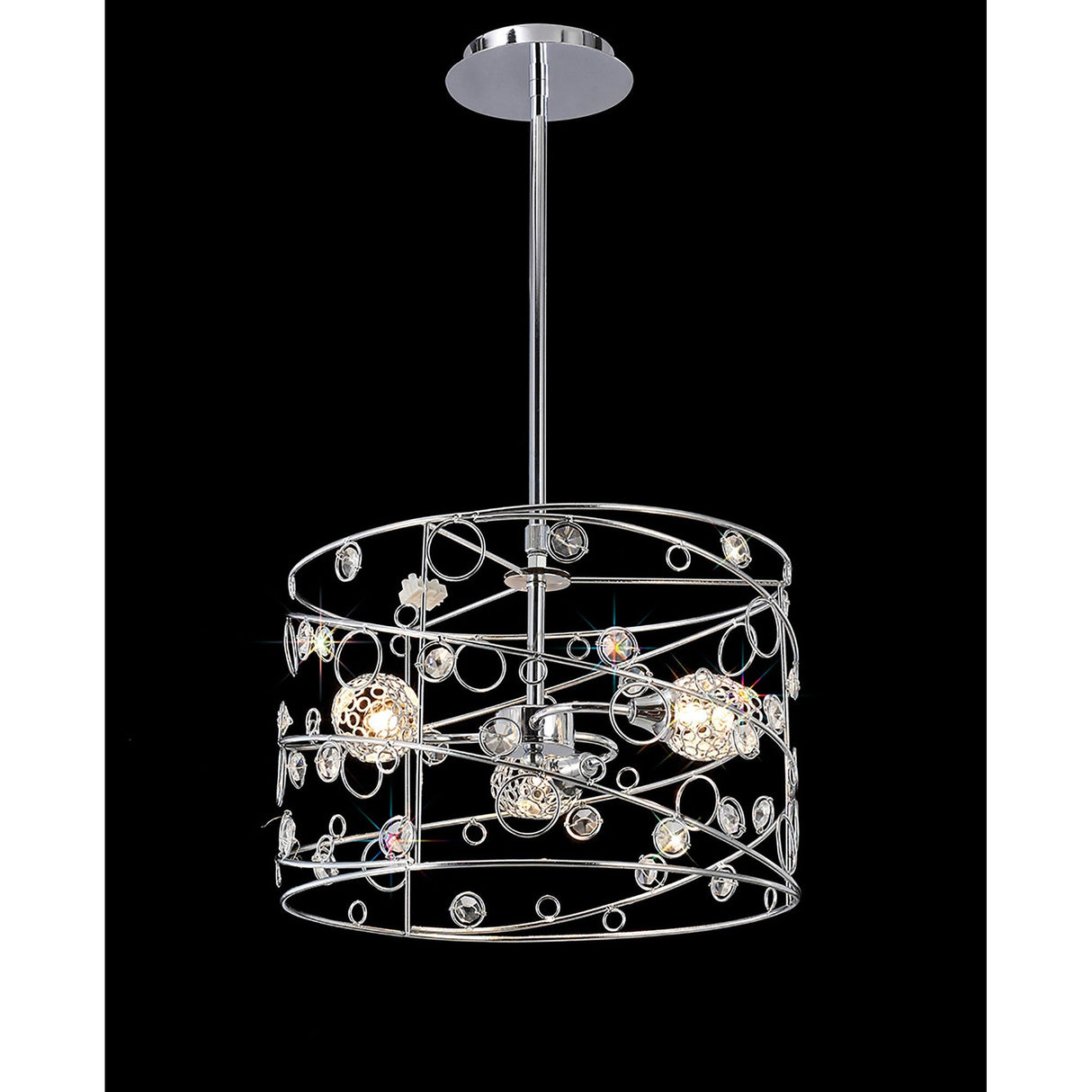 Sorrento 3 Light Crystal Pendant Light – Polished Chrome
