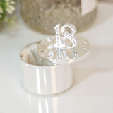 Round Silverplated Trinket Box with Crystal 18 Lid - Silver