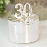 30th Birthday Silverplated Trinket Box with Crystal - Silver