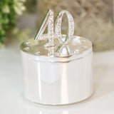 40th Birthday Silverplated Trinket Box with Crystal - Silver