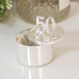 Round Silverplated Trinket Box with Crystal 50 Lid - Silver