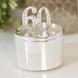 60th Birthday Silverplated Trinket Box with Crystal - Silver