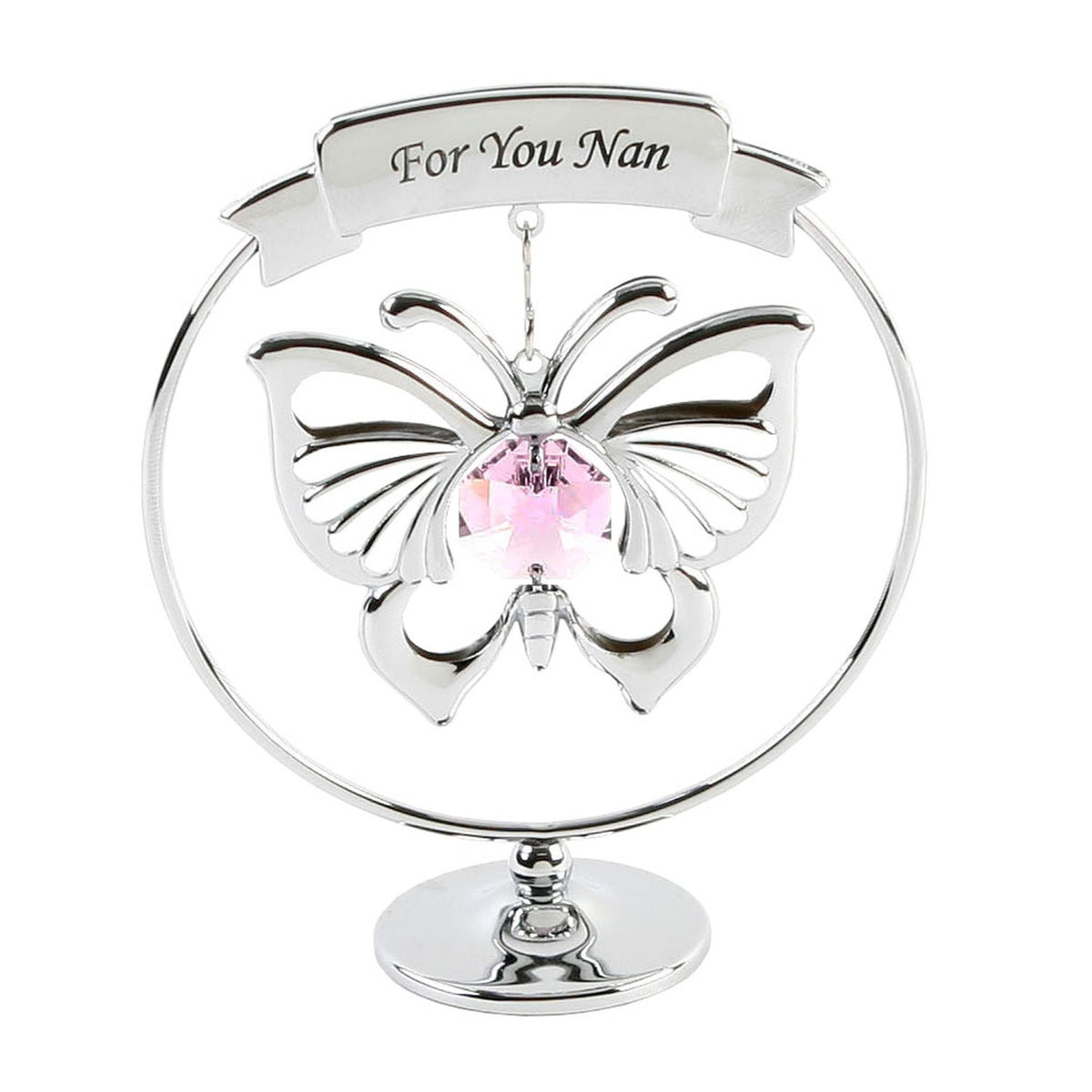 For You Nan Butterfly Chrome Plated Ring Decoration - Silver