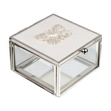 Butterfly Trinket Box with Enamel Lid and Diamantes - White